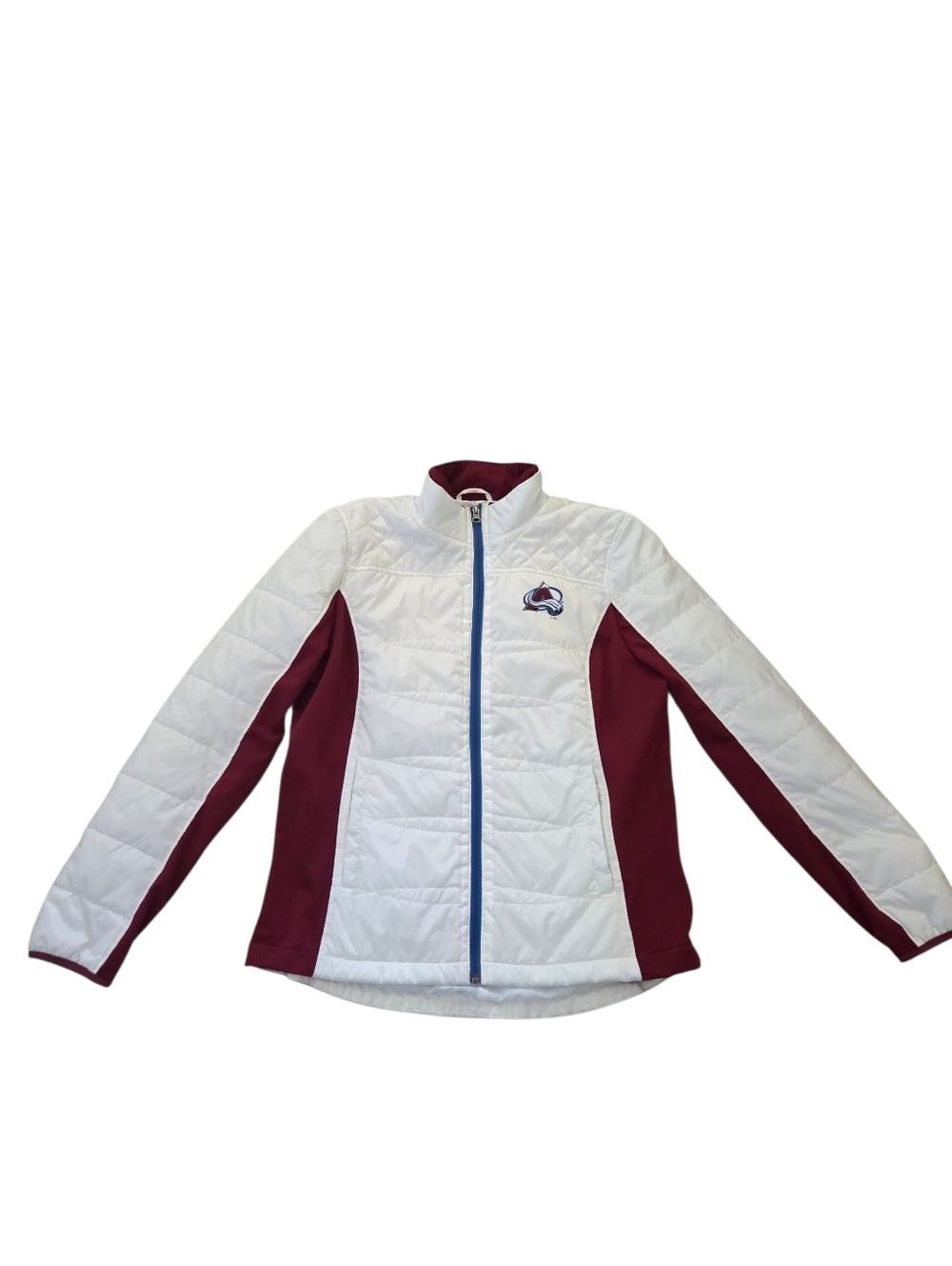 Colorado Avalanche NHL white/wine lightweight puffer jacket, L. EUC.